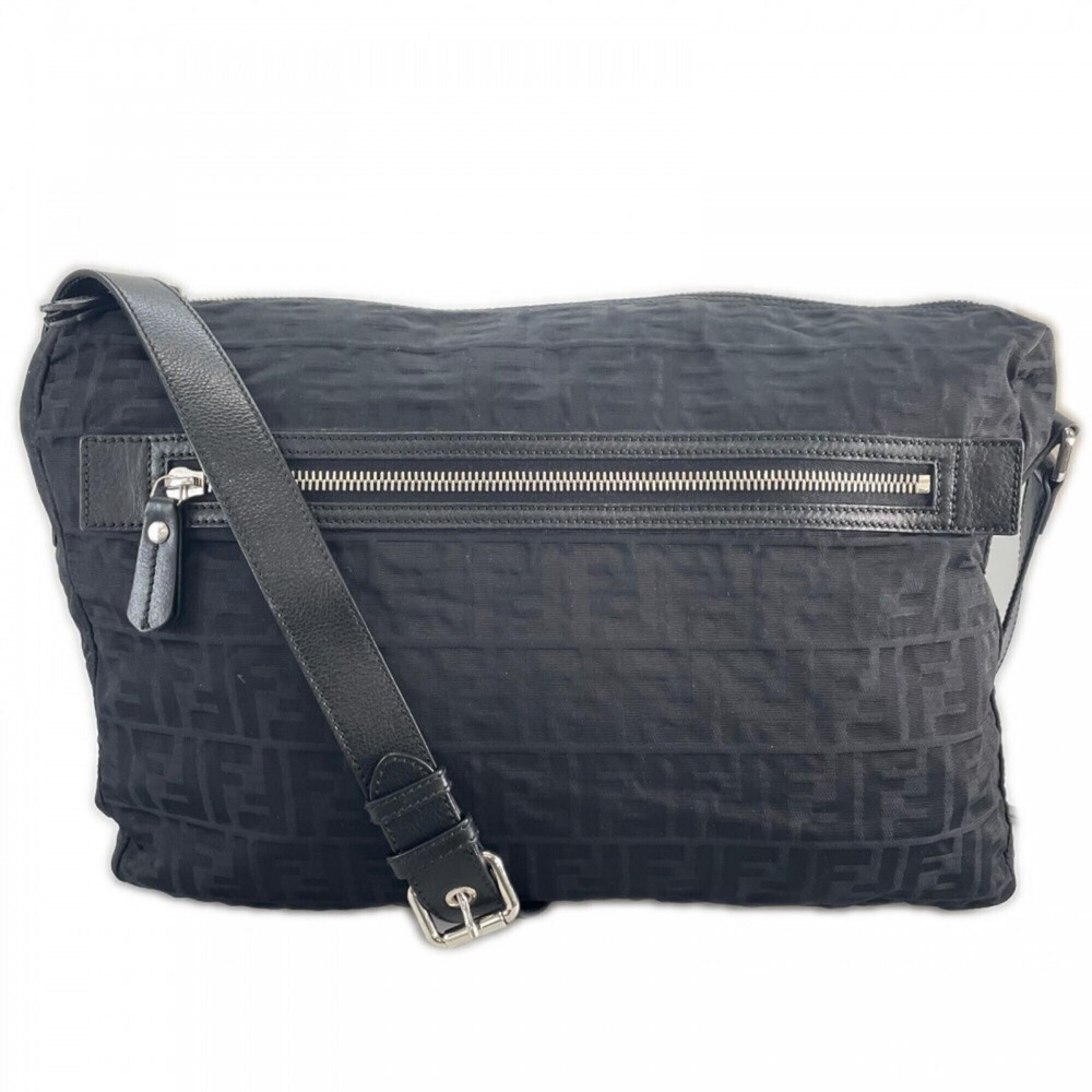 Fendi shoulder bag for men, nylon, black, silver hardware.